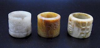 3 Chinese archaic jade archer's rings