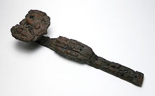 Chinese carved wood Ruyi scepter