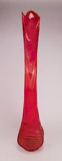 Blenko style Orange Art Glass vase