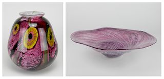 2 Robert Eickholt Art Glass pieces