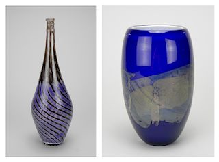 2 Contemporary art glass vases