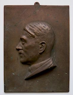 Bronze Bas-relief plaque of Hitler