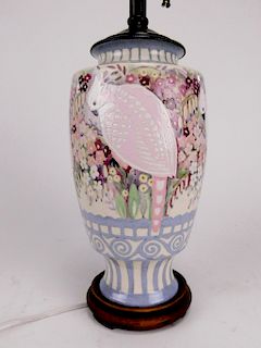 American Satsuma pottery lamp