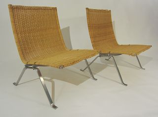 Pair of Poul Kjaerholm, PK 22 lounge chairs
