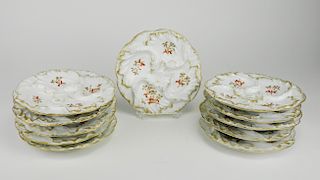 11 Haviland porcelain oyster plates