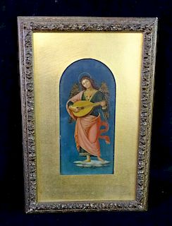 OIL ON BOARD ANGEL WITH GUITAR 