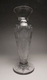 A Hawkes engraved glass vase