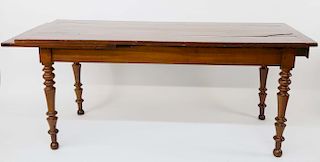 19th Century French Fruitwood Petite One-drawer Extension Dining Table