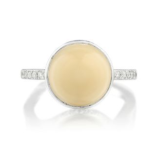 5.40-Carat Natural Saltwater Non-Nacreous Conch Pearl and Diamond Ring, Italian