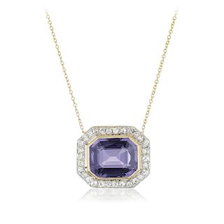 Purple Spinel and Diamond Necklace