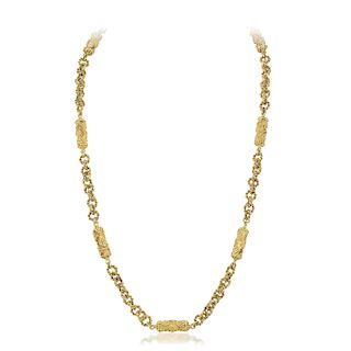 Long Gold Chain Necklace, Italian