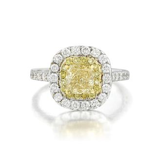 Cushion-Shaped Yellow Diamond Ring