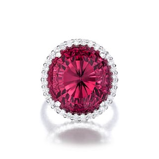 22.30-Carat Pink Tourmaline and Diamond Ring