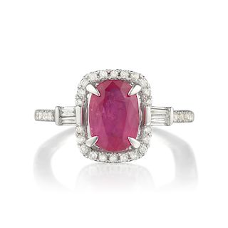 2.03-Carat Purplish Pink Sapphire and Diamond Ring
