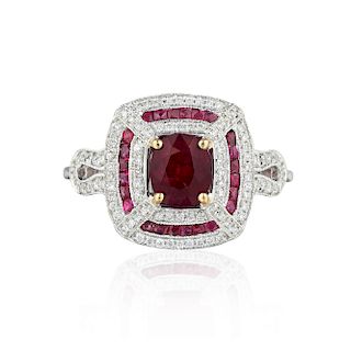 1.14-Carat Unheated Ruby and Diamond Ring