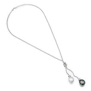 Cultured Pearl and Diamond Lariat Necklace, Italian