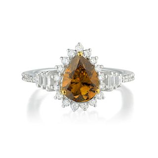 2.01-Carat Fancy Deep Brownish Yellowish Orange Diamond Ring