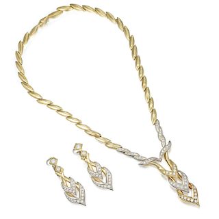 Diamond Necklace and Earrings Set, Italian