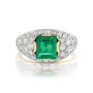 1.50-Carat Colombian Emerald Bombe Ring