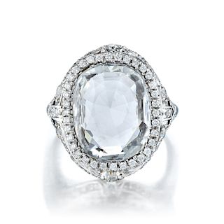 White Sapphire and Diamond Ring