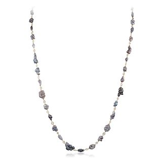 Natural Saltwater Pearl and Diamond Necklace