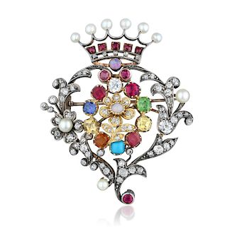 Victorian Multi-Colored Gemstone Brooch