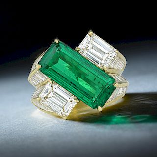 Hammerman Brothers Zambian No-Oil Emerald and Diamond Ring