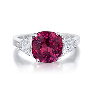 4.10-Carat Ceylon Unheated Purple Sapphire and Diamond Ring