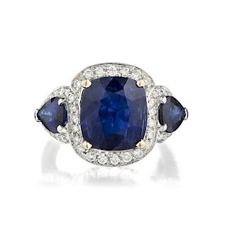 5.31-Carat Burmese Unheated Sapphire and Diamond Ring