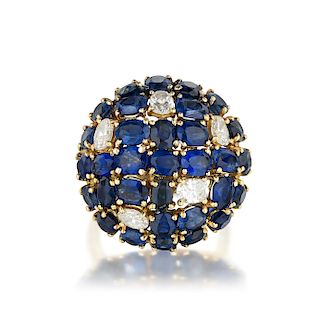 Sapphire and Diamond Dome Ring