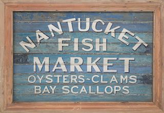 "Nantucket Fish Market Oysters-Clams-Bay Scallops" Sign