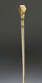 Fine Whaleman Made Whale Ivory and Whalebone Walking Stick, circa 1850