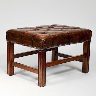 LEATHER TUFTED STOOL