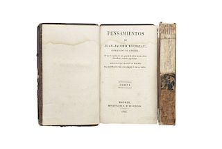 Monteng—n, Pedro. Pensamientos de Juan - Jacobo Rousseau / Eusebio.  Madrid: 1824 y Perpi–an: 1819. Total de piezas: 2.