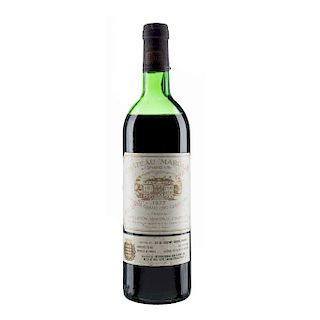 Château Margaux. Cosecha 1977. Gran Vin  Premier Grand Cru Classé. Margaux. Nivel: en la mitad del hombro. Calificación. 90/100.