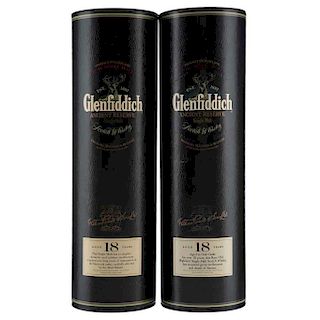 Glenfiddich. 18 años. Single Malt. Speyside. Scotch Whisky. Piezas: 2.