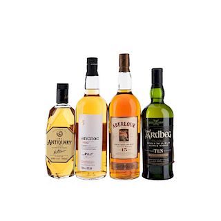 Whisky de Escocia.a) Aberlour. 15 años. Single Malt. Scotch Whisky. b) AnCnoc. 12 años. Singl...