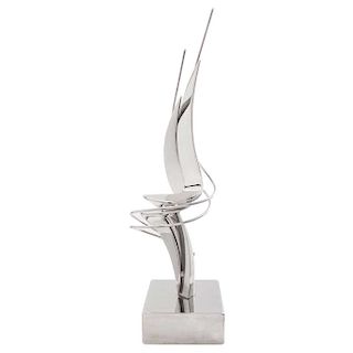 LEONARDO NIERMAN, Flama de la esperanza (“The Flame of Hope”), Signed, Stainless steel sculpture IV / VI, 23.6 x 7.4 x 61.1” (60 x 19 x 15.5 cm)
