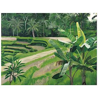 PAOLA BECK, Bali, Signed and dated 2019 on the reverse, Acrylic on canvas, 23.6 x 31.2” (60 x 79.5 cm), includes certificate.