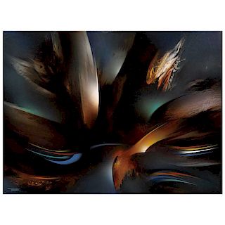 LEONARDO NIERMAN, Vuelo a la eternidad (“Flight to Eternity”), Signed, Acrylic on masonite, 23.6 x 31.6” (60 x 80.5 cm)