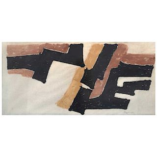 OLIVIER SEGUIN, Negro, café, beige y Amarillo (“Black, Brown, Beige, and Yellow”), Signed and dated 68, Ink on paper, 18.8 x 39.3” (48 x 100 cm)
