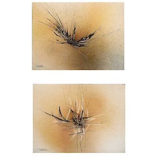 LEONARDO NIERMAN, Untitled, Signed, Acrylic on canvas on masonite, a) 11.8 x 15.7”, b) 11.2 x 15.1” (a) 30 x 40 cm, b) 28.5 x 38.5 cm), Pieces: 2.