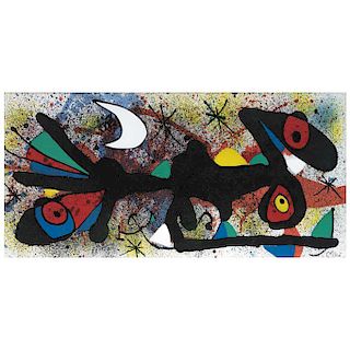 JOAN MIRÓ, from the Miró & Artigas Ceramiques, 1974, Signed in iron, Lithography without printing number,
10.2 x 21.6” (26 x 55 cm)