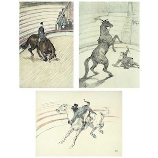 HENRI TOULOUSE-LAUTREC, from the Au Cirque series, Signed with monogram, Lithographies w/o printing number,late edition, 13.3x9.4”(34x24cm)