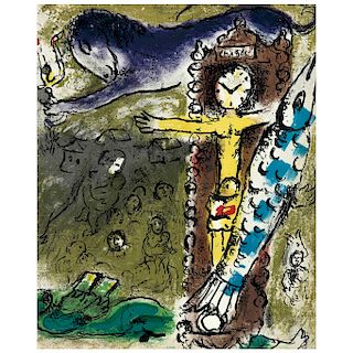 MARC CHAGALL, Christ in Clock, 1957, Unsigned, Lithography without printing number, 9 x 7.4” (23 x 19 cm)