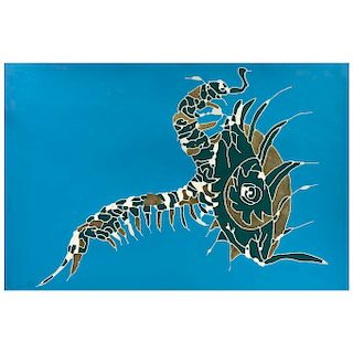 EMILIANO GIRONELLA PARRA, Ciempiés (“Centipede”), of the Insectos (“Insects”) series,2017,Signed,Serigraphy w/gold leaf 2/5,30.7 x 46.2”(78 x 117.5cm)