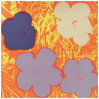 ANDY WARHOL, II.69: Flowers, with a seal in the back "Fill in your own signature", Serigraphy 35.9 x 35.9” (91.4 x 91.4 cm)