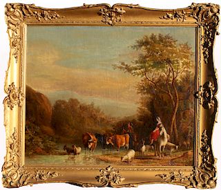 19th C. Bucolic Landscape With Figures