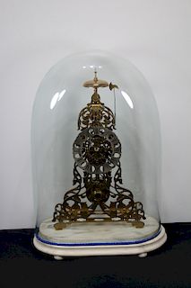 19th C. English Skeleton Clock in Dome