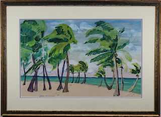 Jane Peterson (1876 - 1965) "Palms on the Beach"